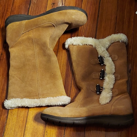 Bass "Grove" Women's Shearling style Suede Boots-8M-Chestnut - Picture 2 of 10